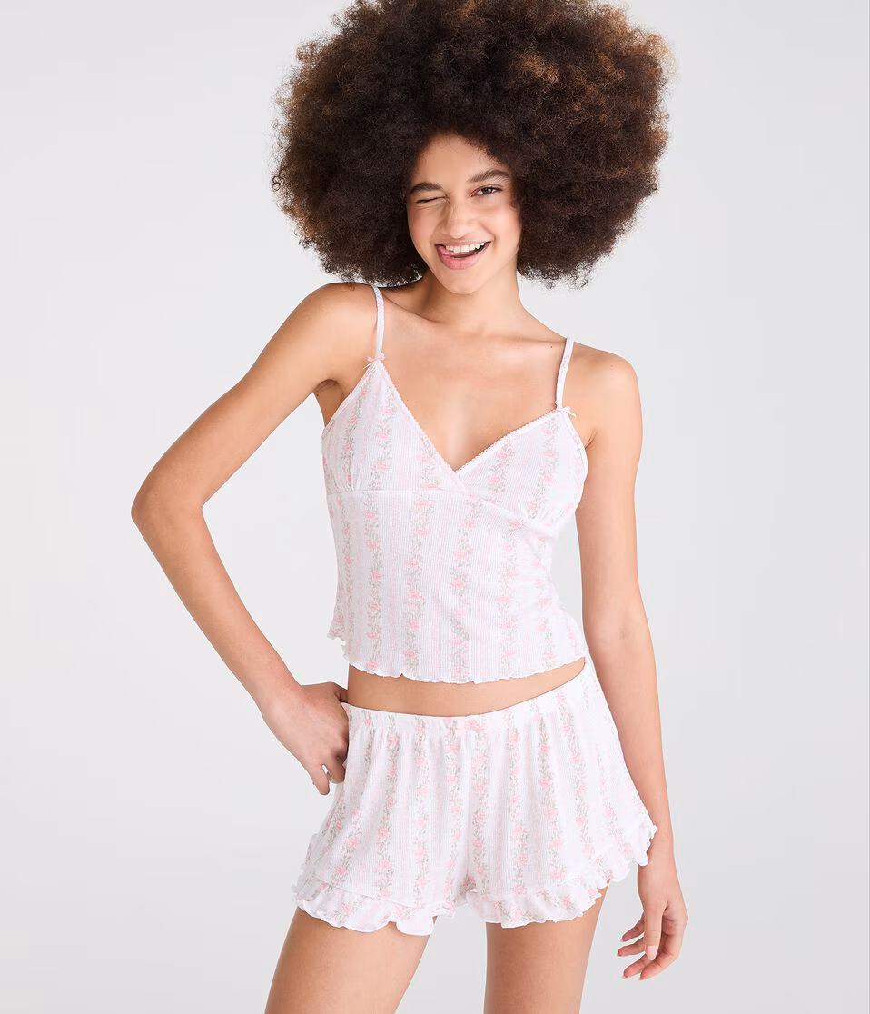 Floral Stripe Pointelle Sleep Cami