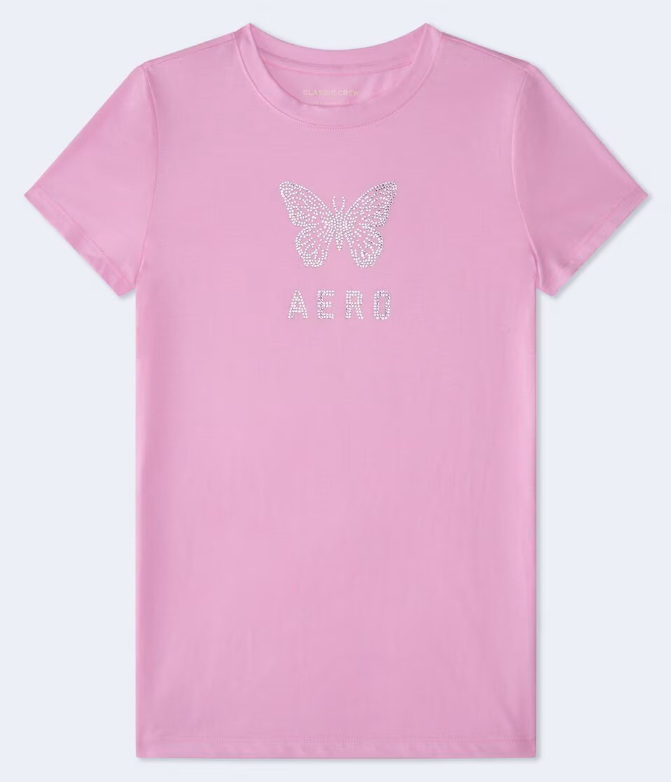 Rhinestone Aero Butterfly Graphic Tee