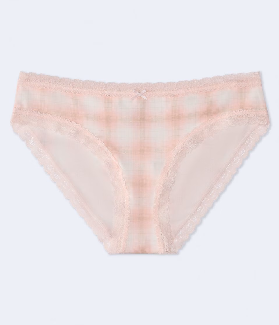 Plaid Lace-Trim Hipster