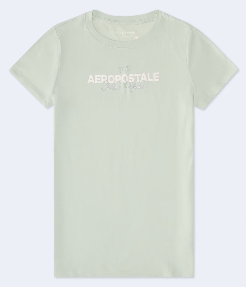 Aeropostale Bow Glitter Graphic Tee