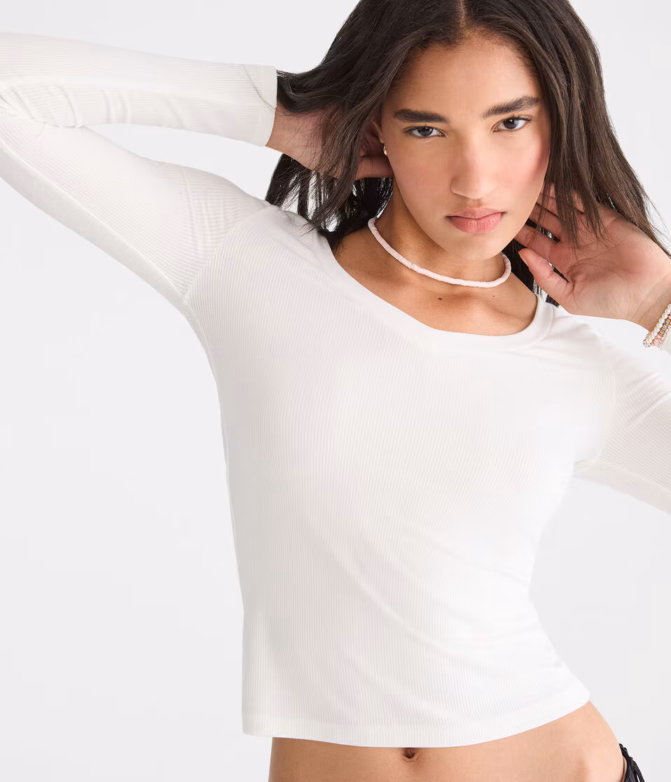 Long Sleeve Seriously Soft Ribbed V-Neck Baby Tee