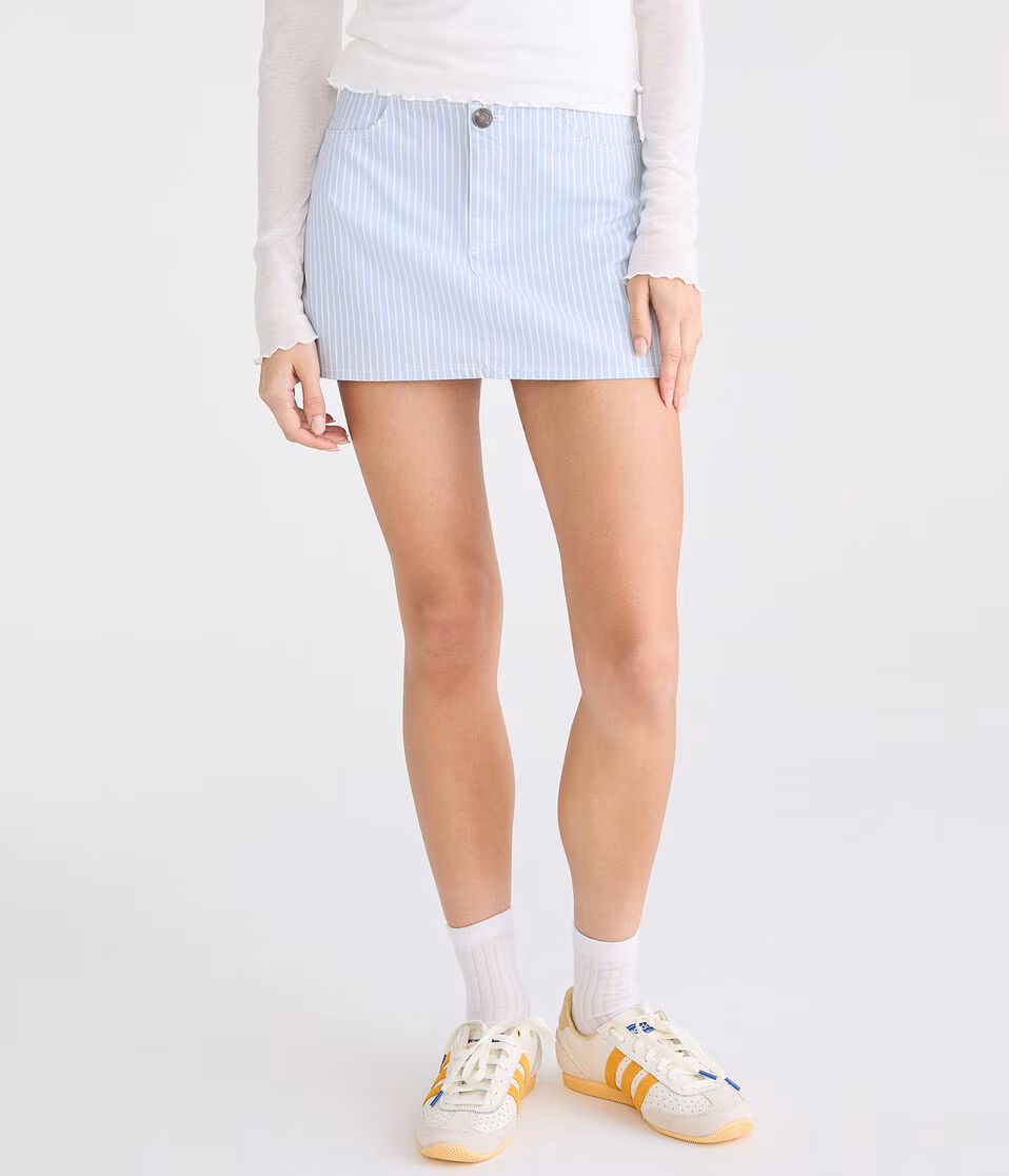Striped Twill Low-Rise Mini Skirt