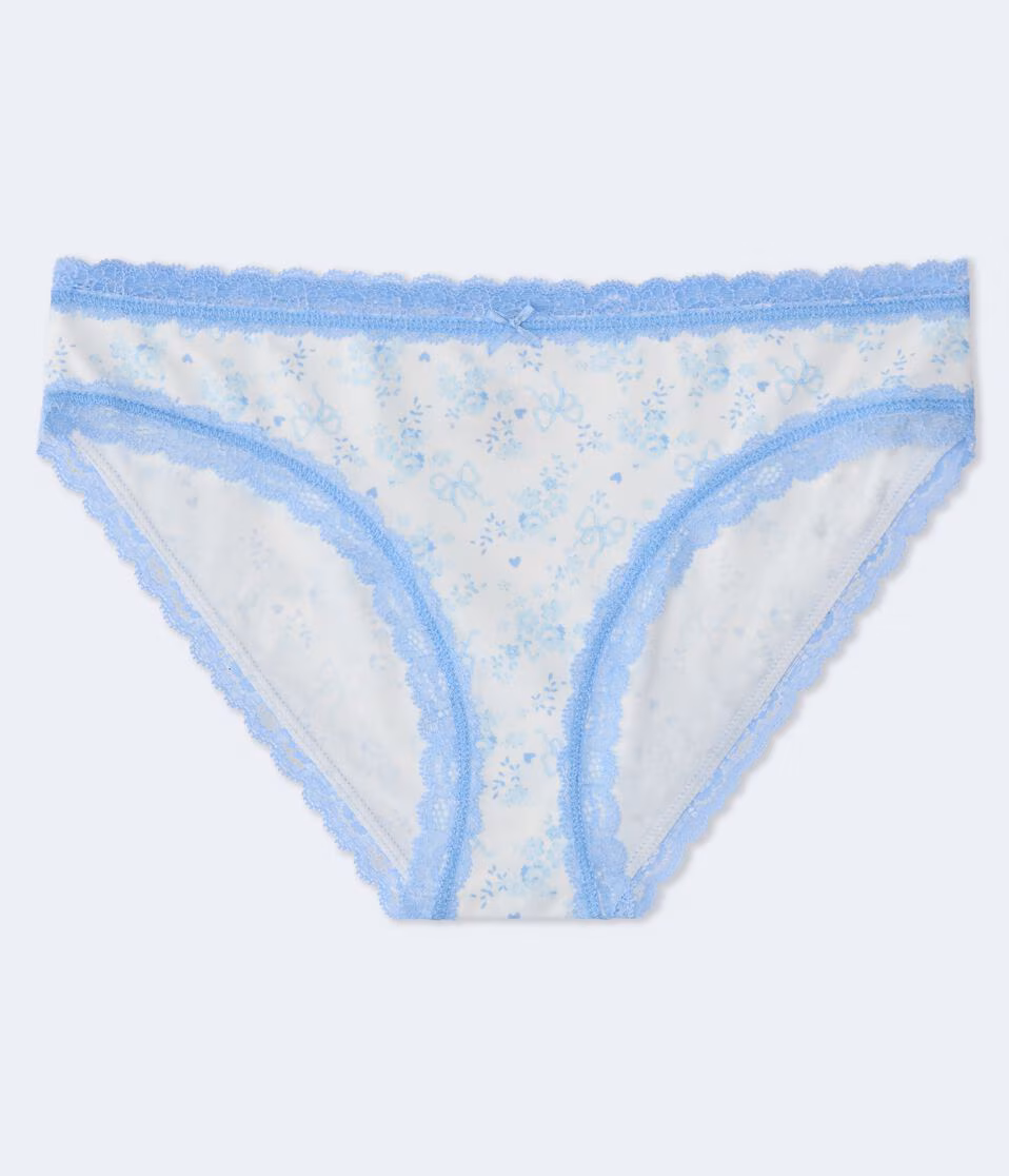 Floral Hearts & Bows Lace-Trim Hipster