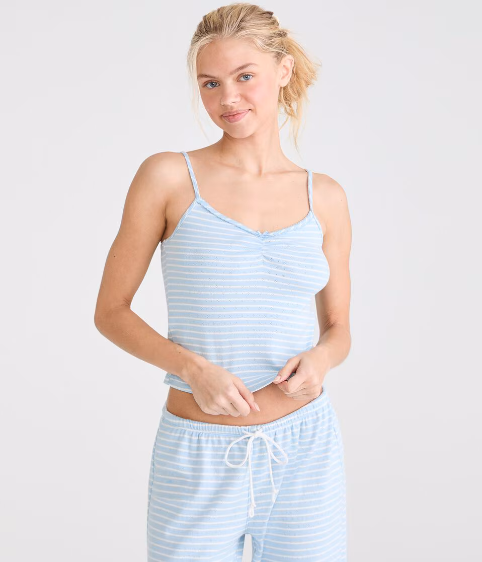Striped Pointelle Sleep Tank