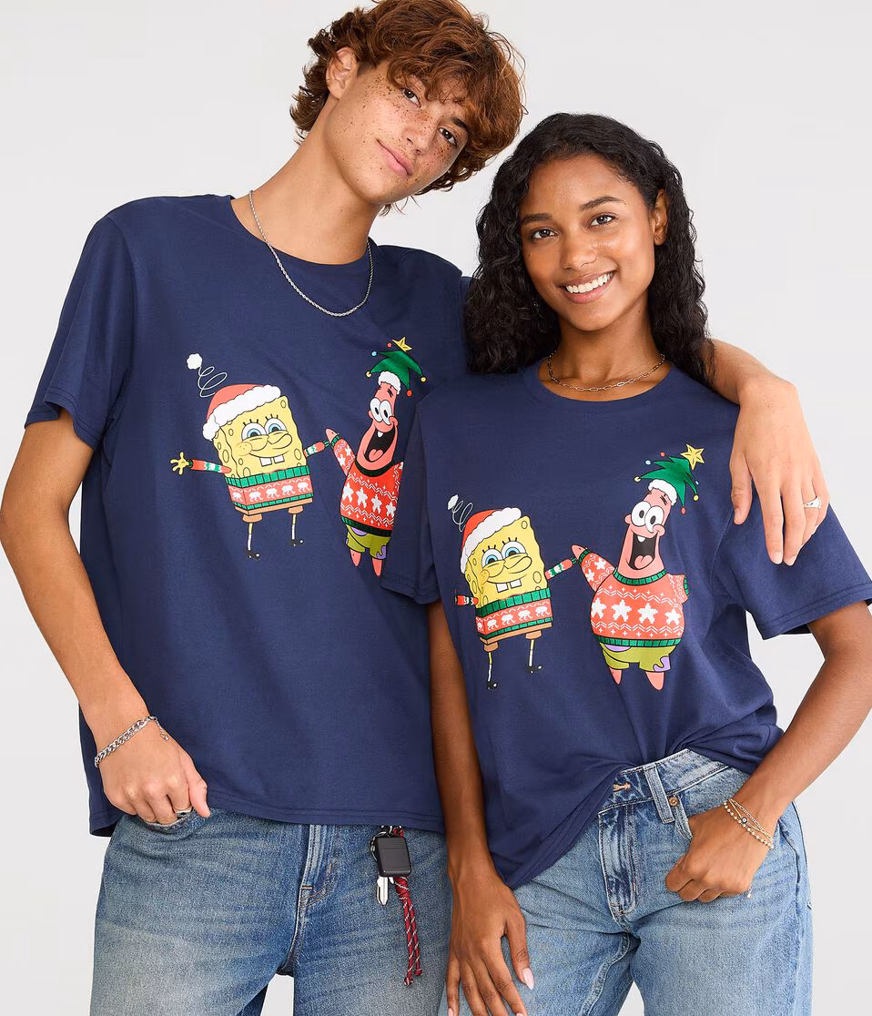 SpongeBob x Aero Christmas Sweaters Relaxed Graphic Tee