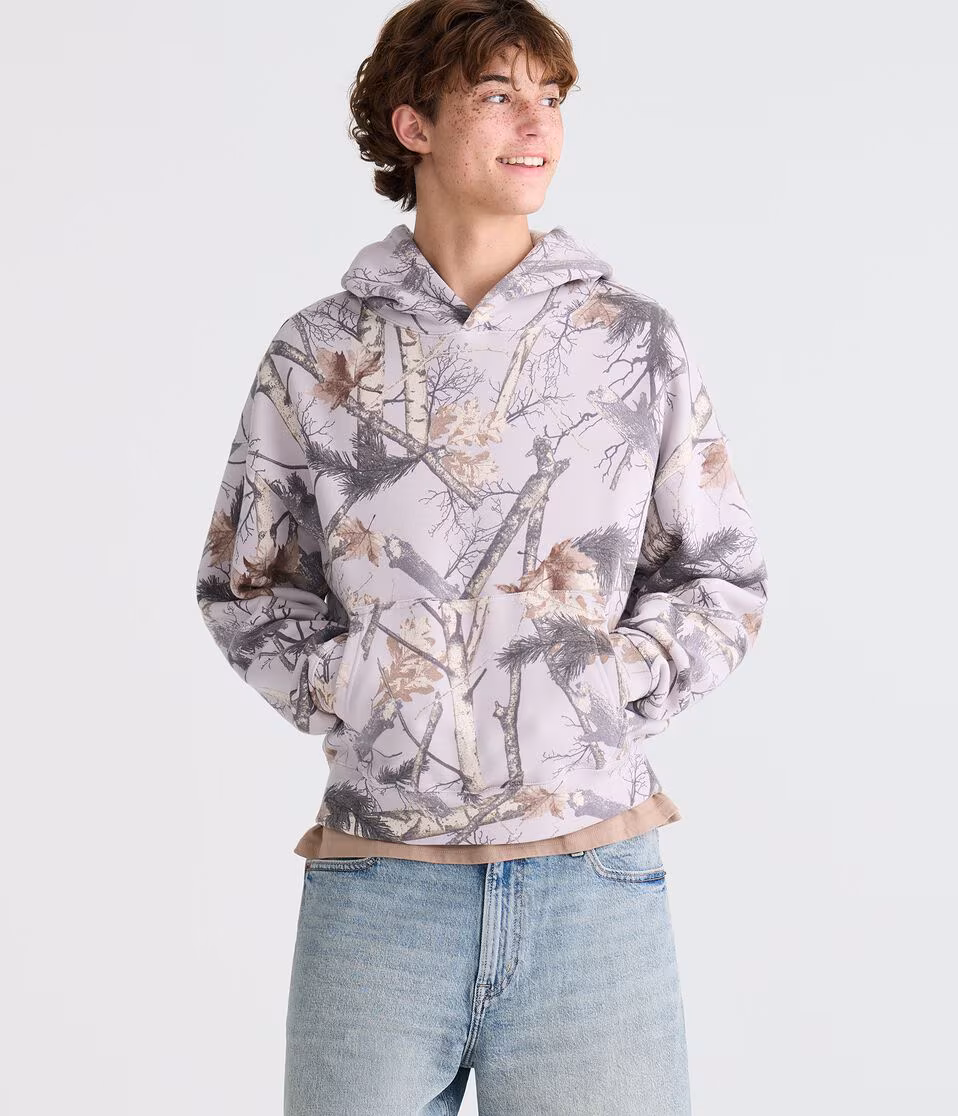 Cloud Soft Forest Camo Boxy Pullover Hoodie